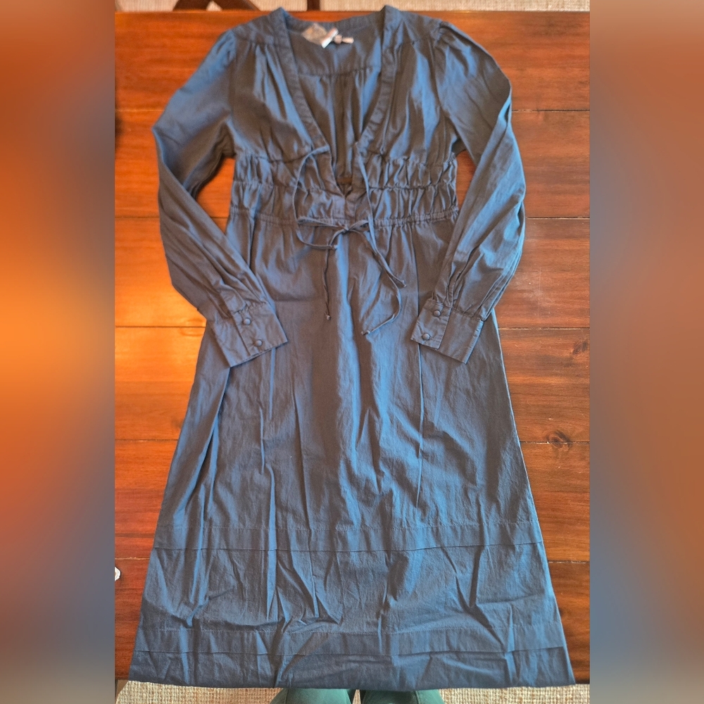 Crescent Slate Blue Long-Sleeve Tie-Waist Dress - Picture 2 of 3